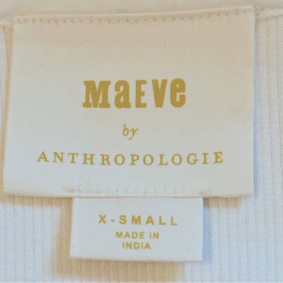 NWT 🆕 Anthro/Maeve White Flutter Sleeve Tee - XS - Picture 7 of 8